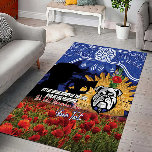 Personalised Bulldogs Rugby ANZAC Day Area Rug Last Post Poppy We Will Remember Them
