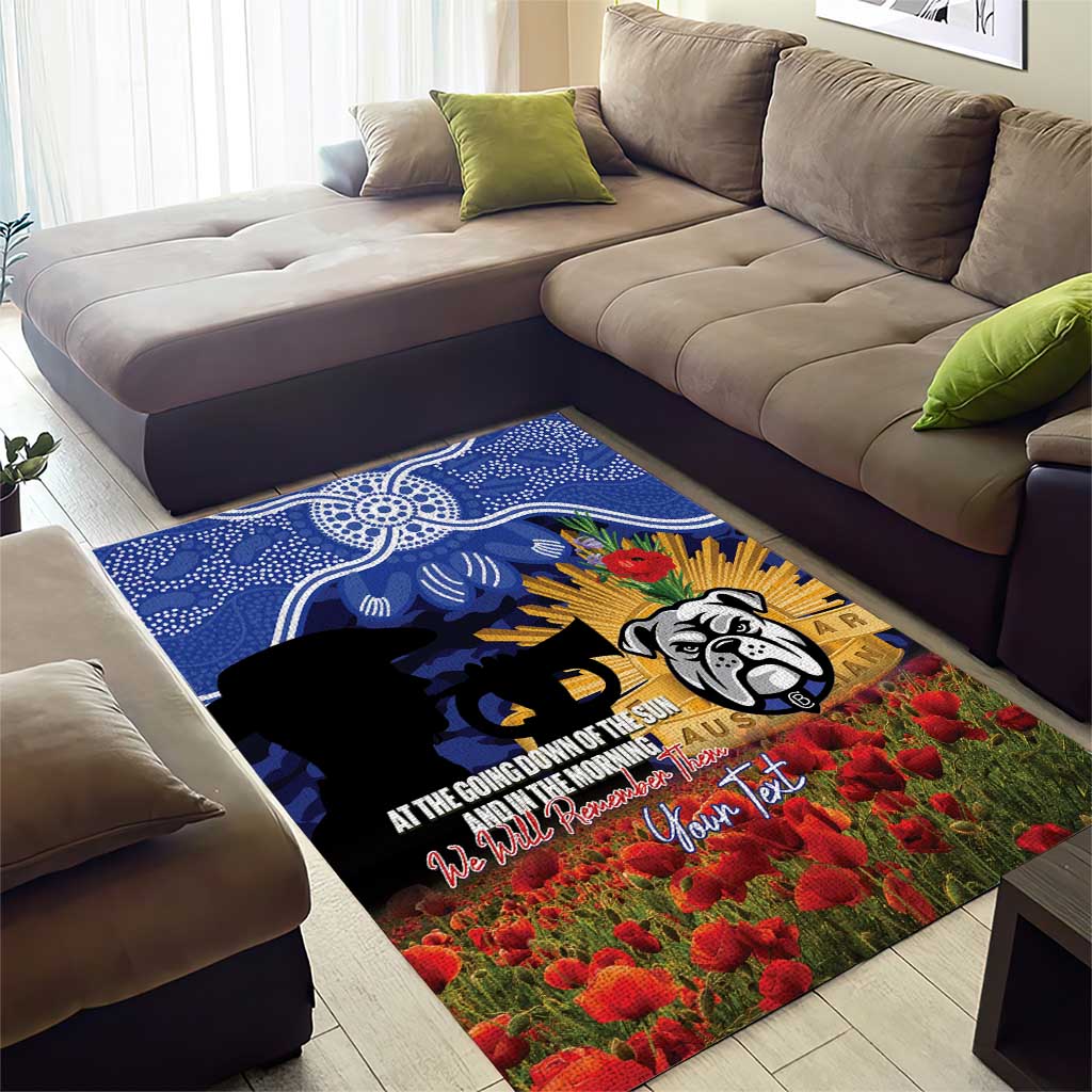 Personalised Bulldogs Rugby ANZAC Day Area Rug Last Post Poppy We Will Remember Them