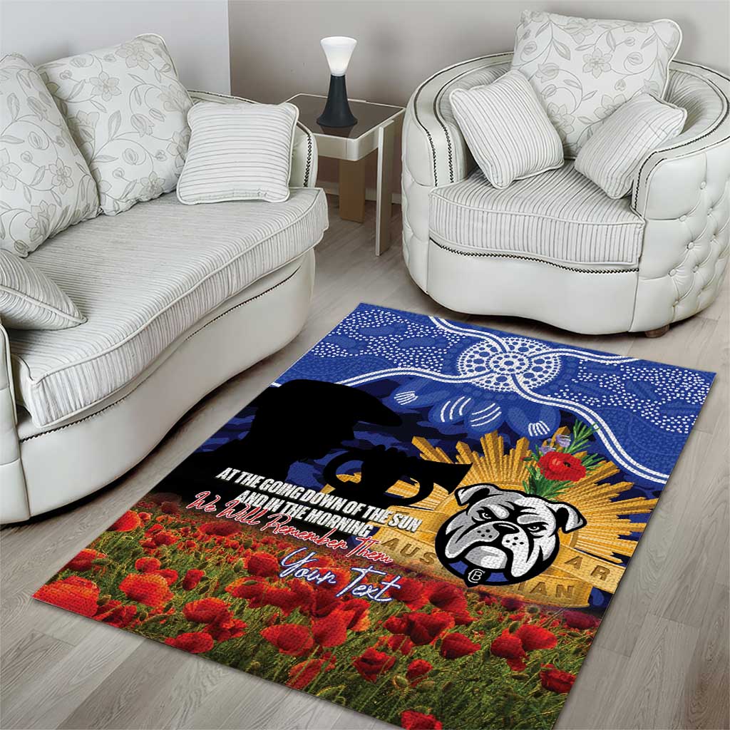 Personalised Bulldogs Rugby ANZAC Day Area Rug Last Post Poppy We Will Remember Them