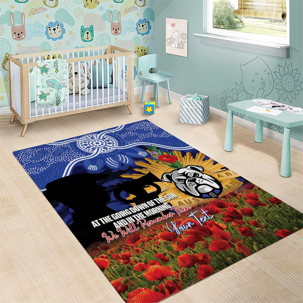 Personalised Bulldogs Rugby ANZAC Day Area Rug Last Post Poppy We Will Remember Them