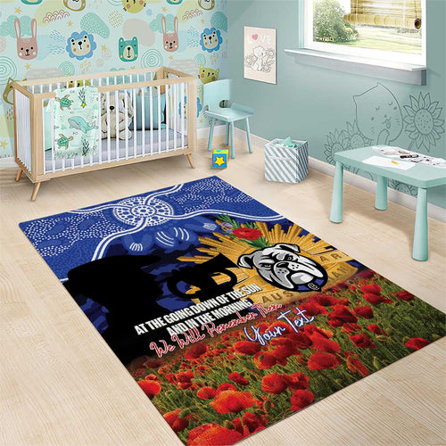 Personalised Bulldogs Rugby ANZAC Day Area Rug Last Post Poppy We Will Remember Them