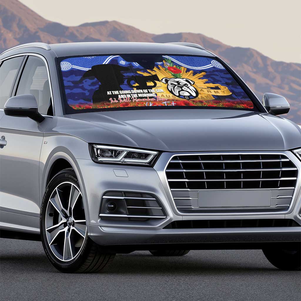 Personalised Bulldogs Rugby ANZAC Day Auto Sun Shade Last Post Poppy We Will Remember Them