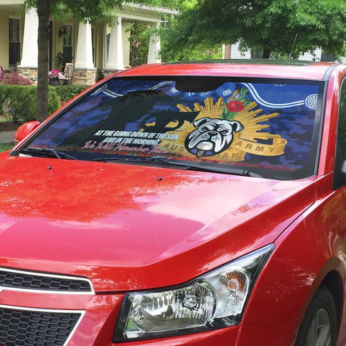 Personalised Bulldogs Rugby ANZAC Day Auto Sun Shade Last Post Poppy We Will Remember Them