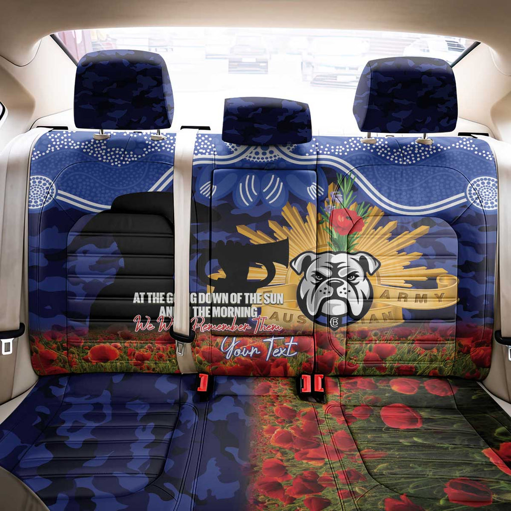 Personalised Bulldogs Rugby ANZAC Day Back Car Seat Cover Last Post Poppy We Will Remember Them