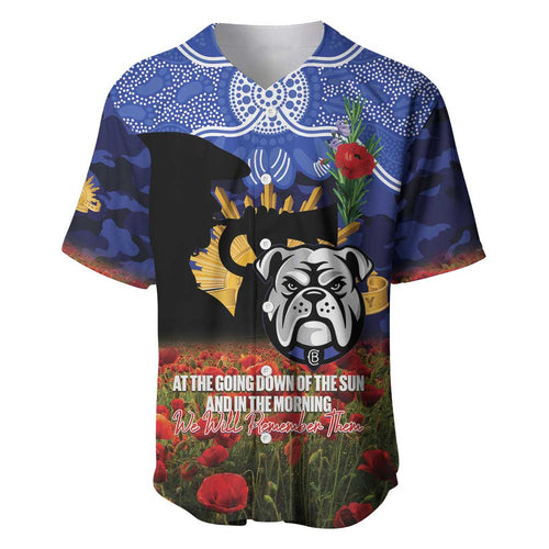Personalised Bulldogs Rugby ANZAC Day Baseball Jersey Last Post Poppy We Will Remember Them