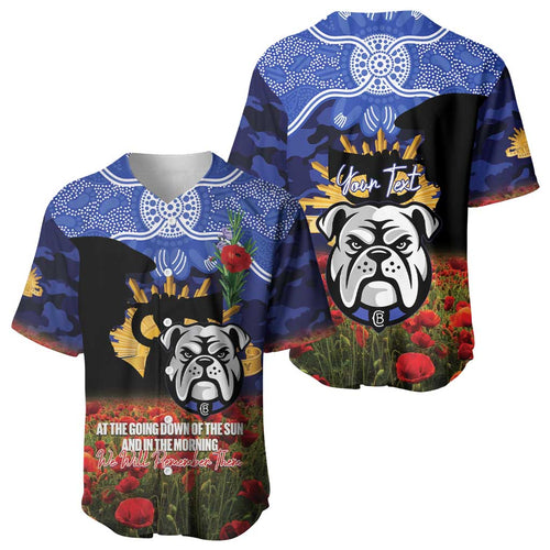 Personalised Bulldogs Rugby ANZAC Day Baseball Jersey Last Post Poppy We Will Remember Them