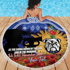Personalised Bulldogs Rugby ANZAC Day Beach Blanket Last Post Poppy We Will Remember Them