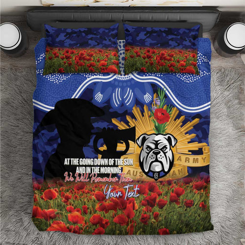 Personalised Bulldogs Rugby ANZAC Day Bedding Set Last Post Poppy We Will Remember Them