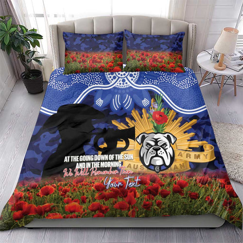 Personalised Bulldogs Rugby ANZAC Day Bedding Set Last Post Poppy We Will Remember Them