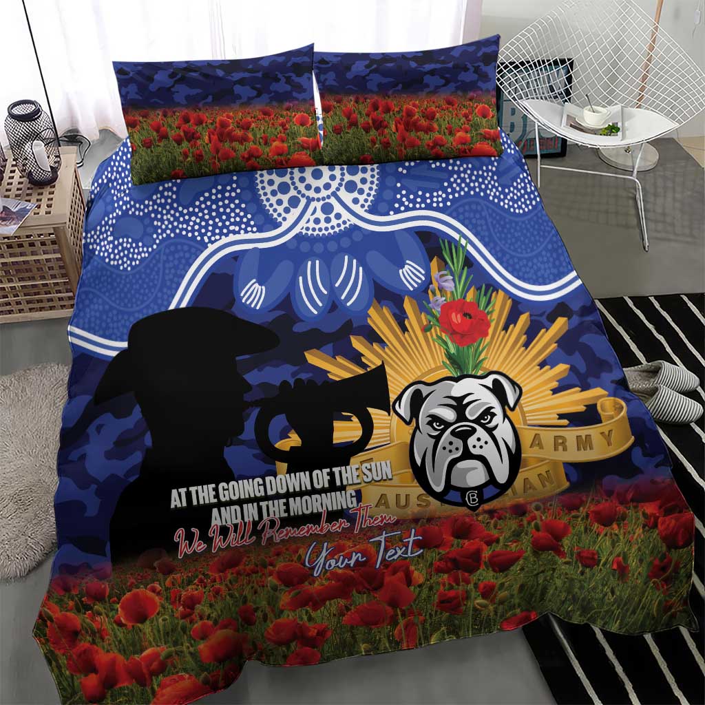 Personalised Bulldogs Rugby ANZAC Day Bedding Set Last Post Poppy We Will Remember Them