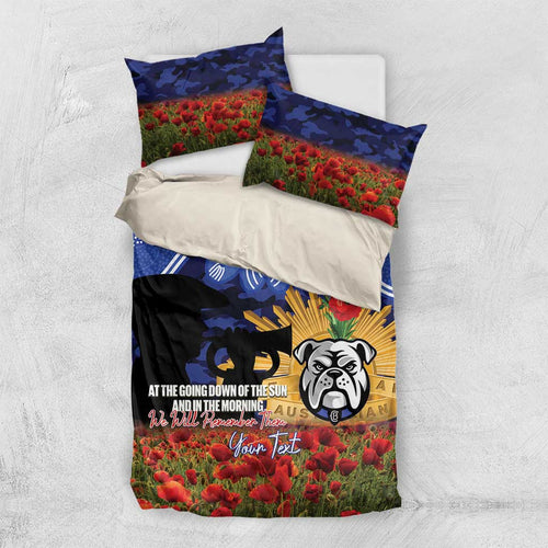 Personalised Bulldogs Rugby ANZAC Day Bedding Set Last Post Poppy We Will Remember Them