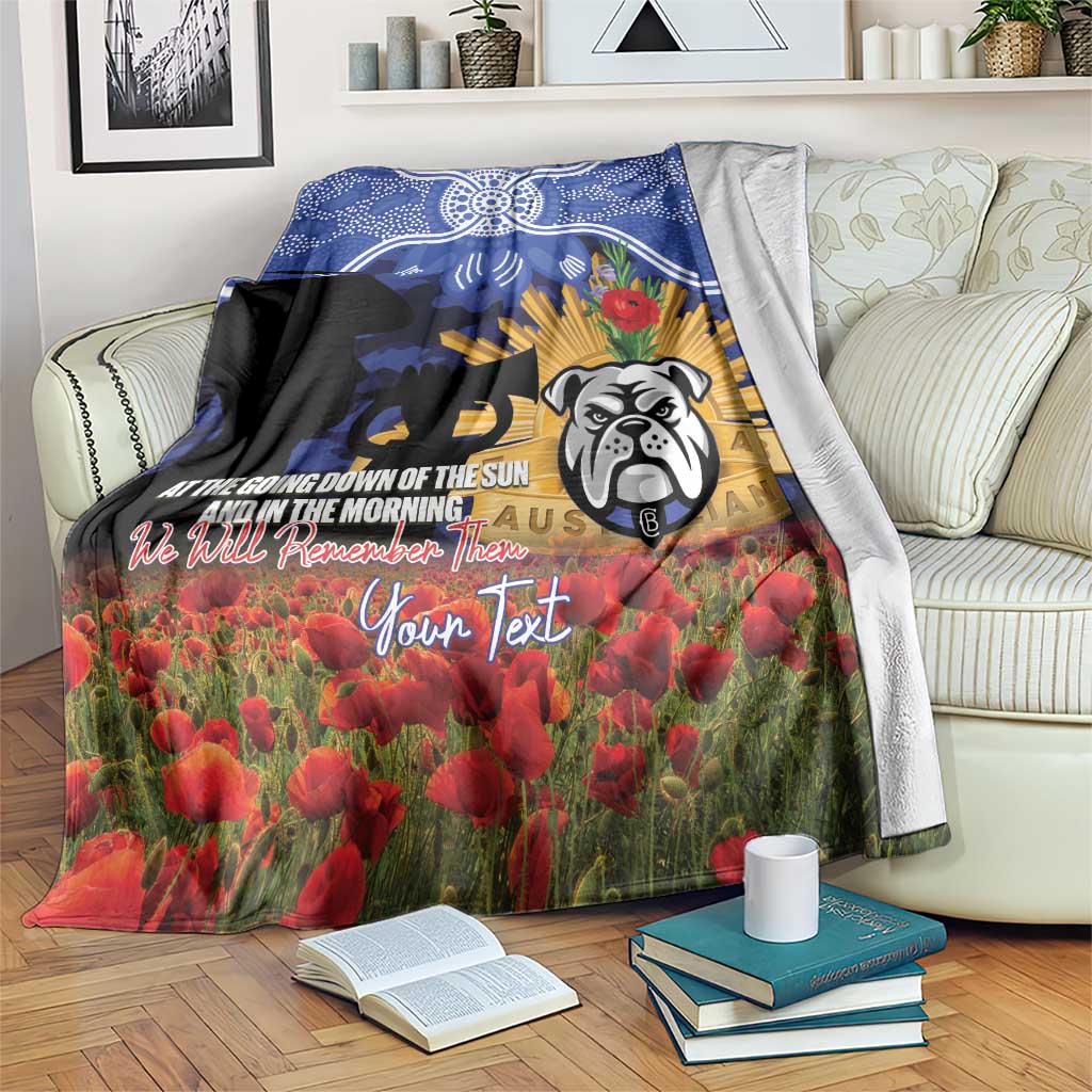 Personalised Bulldogs Rugby ANZAC Day Blanket Last Post Poppy We Will Remember Them