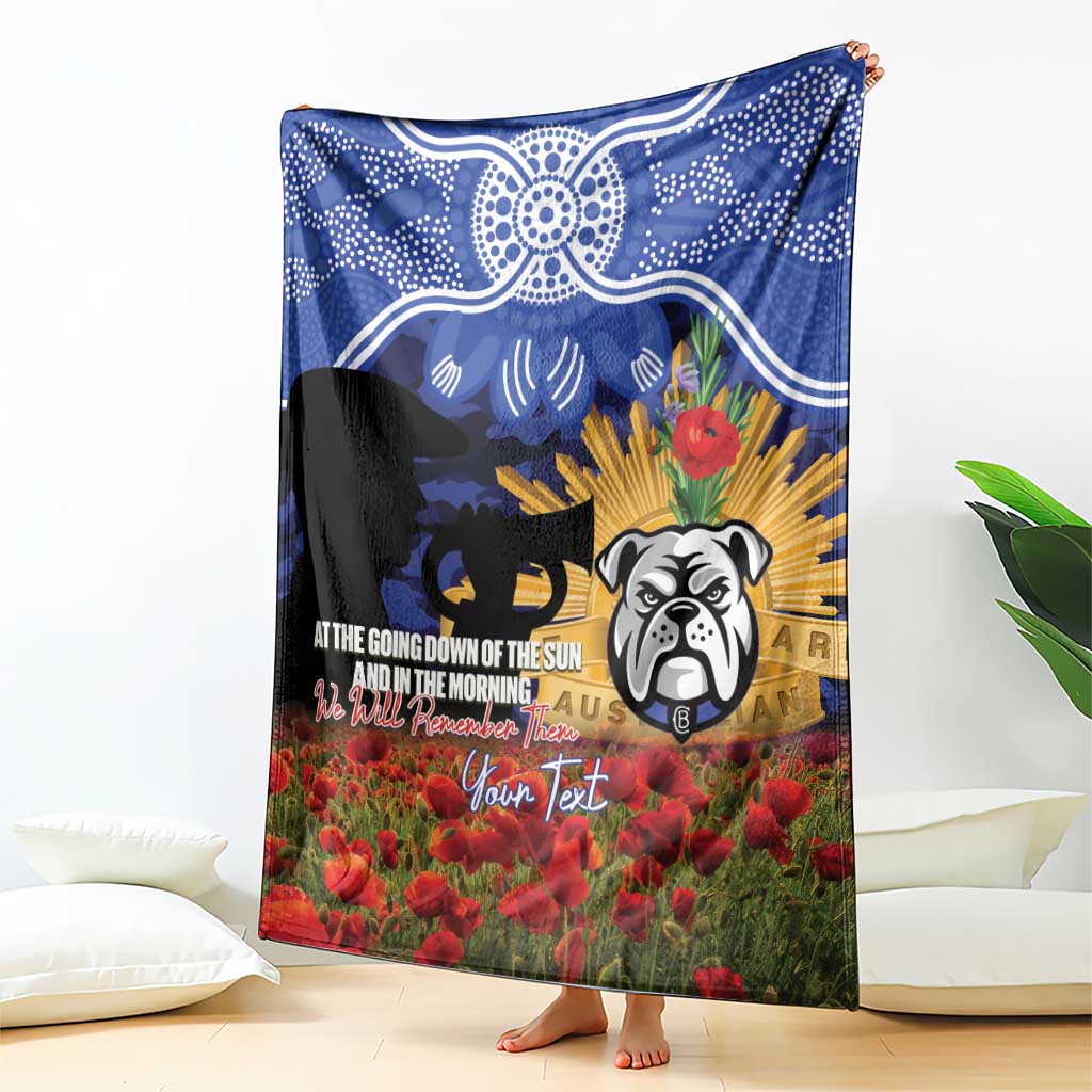 Personalised Bulldogs Rugby ANZAC Day Blanket Last Post Poppy We Will Remember Them
