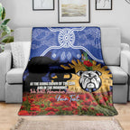 Personalised Bulldogs Rugby ANZAC Day Blanket Last Post Poppy We Will Remember Them