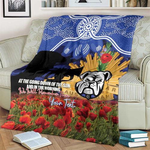 Personalised Bulldogs Rugby ANZAC Day Blanket Last Post Poppy We Will Remember Them
