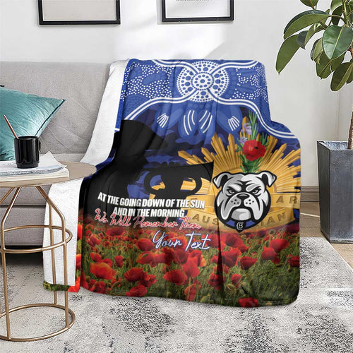 Personalised Bulldogs Rugby ANZAC Day Blanket Last Post Poppy We Will Remember Them