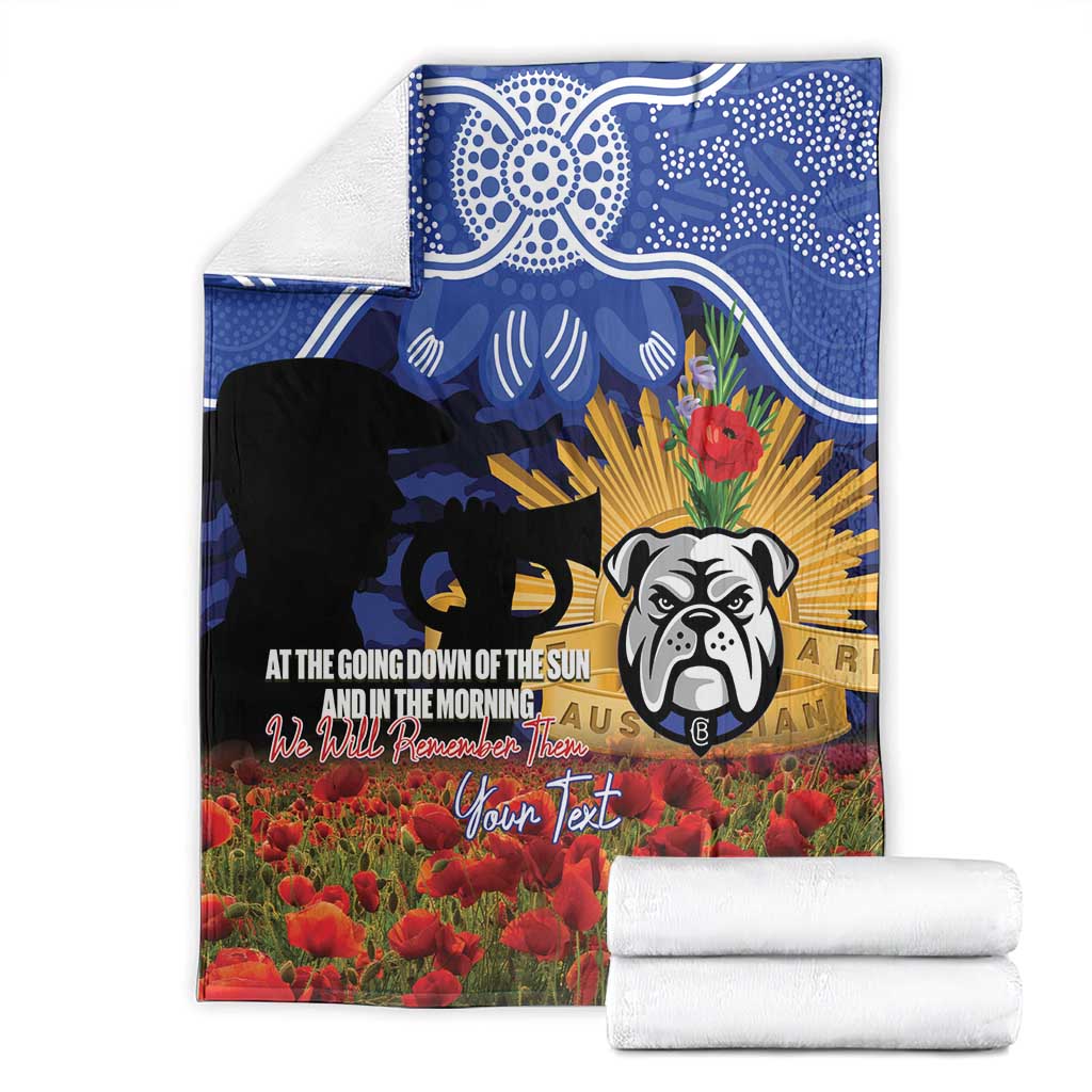 Personalised Bulldogs Rugby ANZAC Day Blanket Last Post Poppy We Will Remember Them