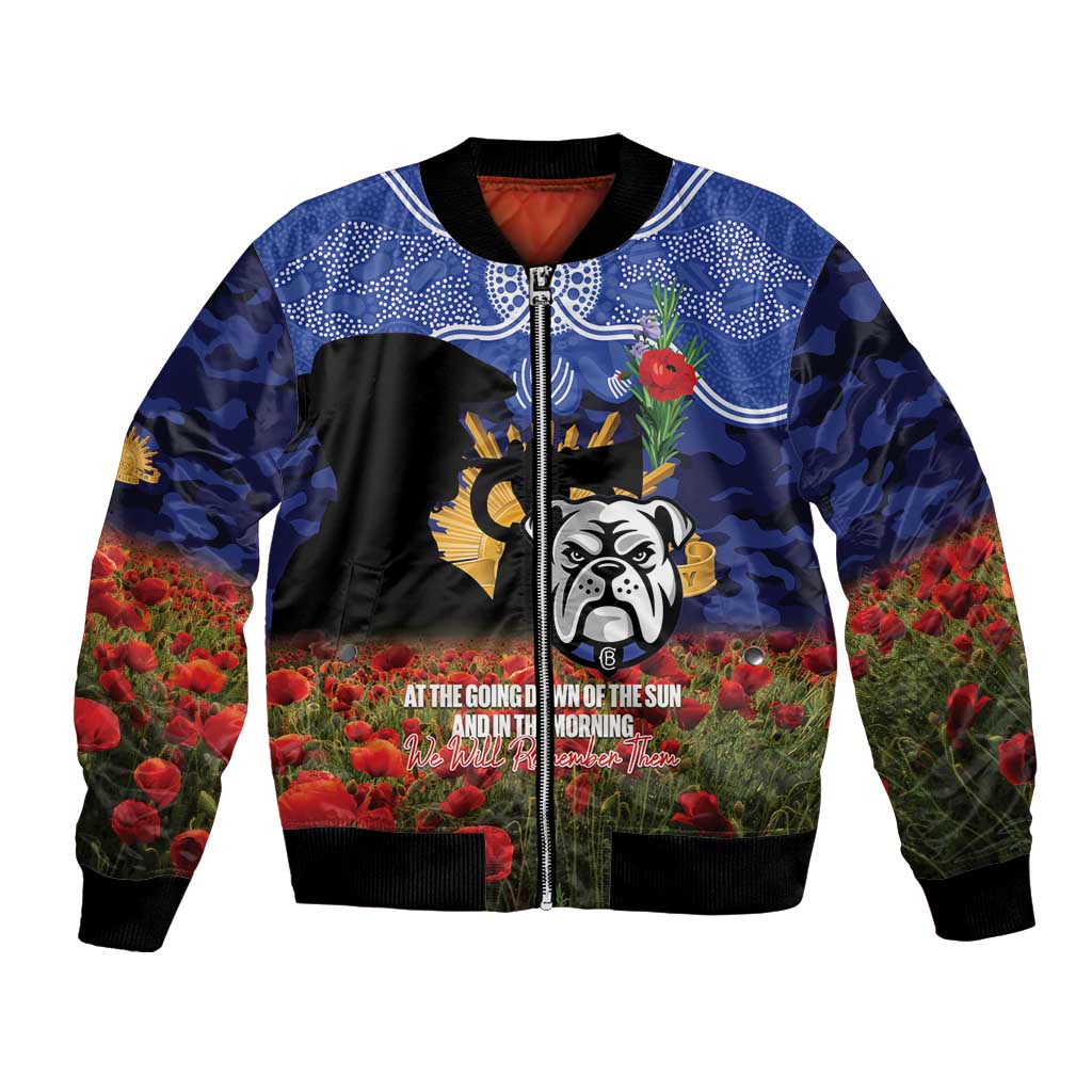 Personalised Bulldogs Rugby ANZAC Day Bomber Jacket Last Post Poppy We Will Remember Them