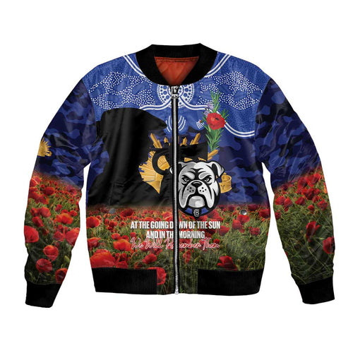 Personalised Bulldogs Rugby ANZAC Day Bomber Jacket Last Post Poppy We Will Remember Them