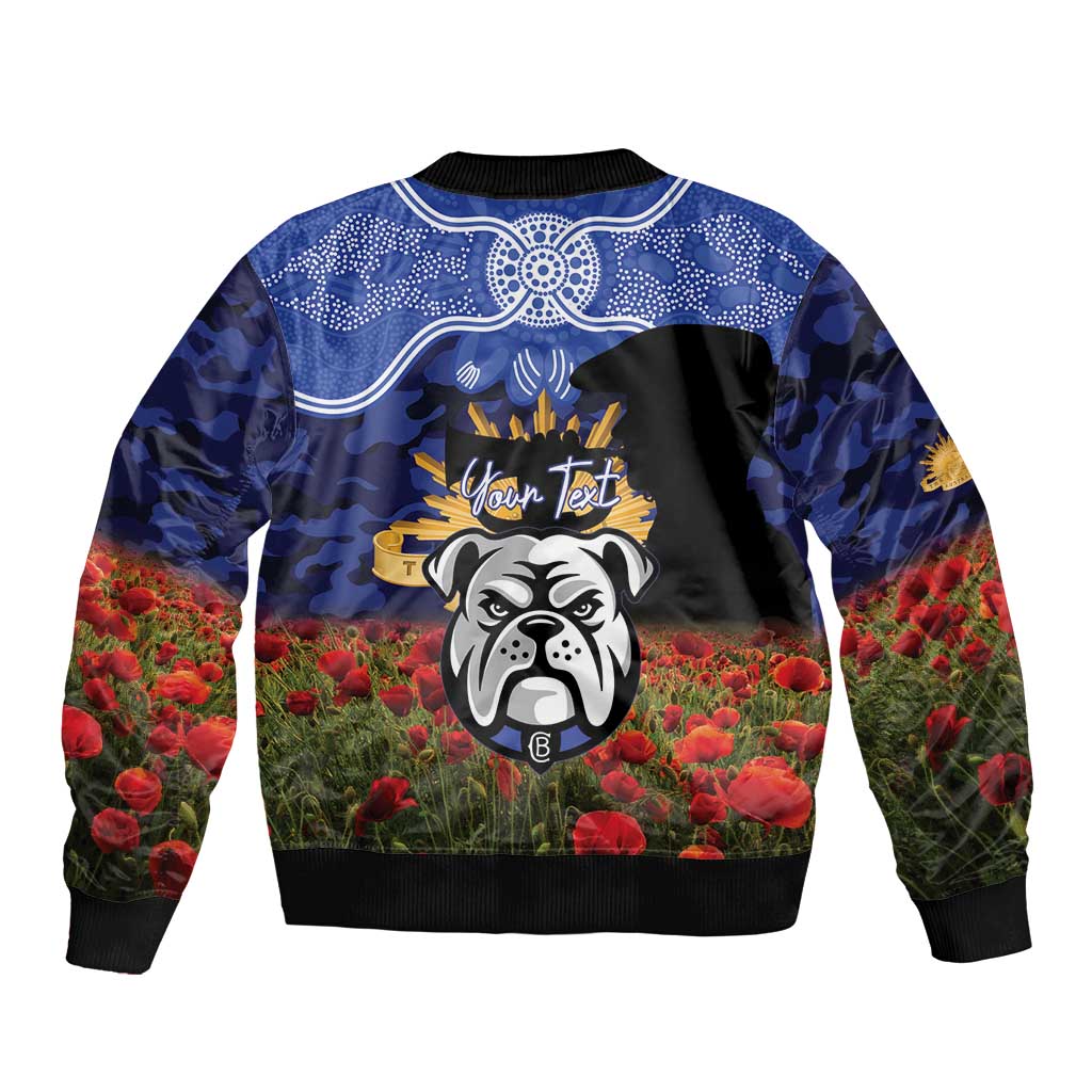 Personalised Bulldogs Rugby ANZAC Day Bomber Jacket Last Post Poppy We Will Remember Them