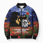 Personalised Bulldogs Rugby ANZAC Day Bomber Puffer Jacket Last Post Poppy We Will Remember Them