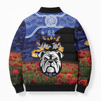 Personalised Bulldogs Rugby ANZAC Day Bomber Puffer Jacket Last Post Poppy We Will Remember Them