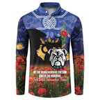 Personalised Bulldogs Rugby ANZAC Day Button Sweatshirt Last Post Poppy We Will Remember Them