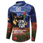 Personalised Bulldogs Rugby ANZAC Day Button Sweatshirt Last Post Poppy We Will Remember Them