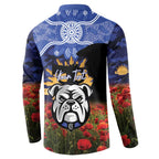 Personalised Bulldogs Rugby ANZAC Day Button Sweatshirt Last Post Poppy We Will Remember Them