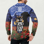 Personalised Bulldogs Rugby ANZAC Day Button Sweatshirt Last Post Poppy We Will Remember Them