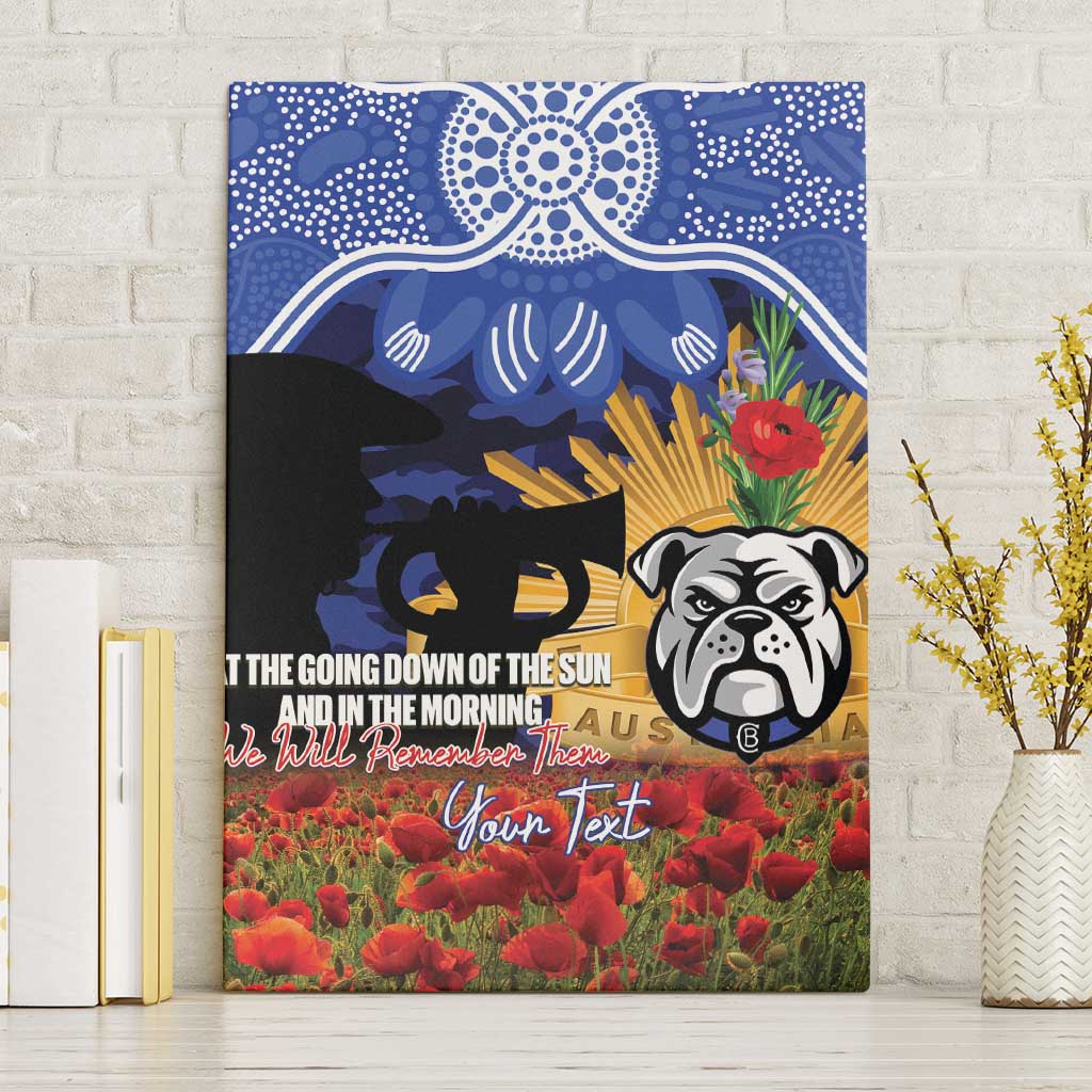 Personalised Bulldogs Rugby ANZAC Day Canvas Wall Art Last Post Poppy We Will Remember Them