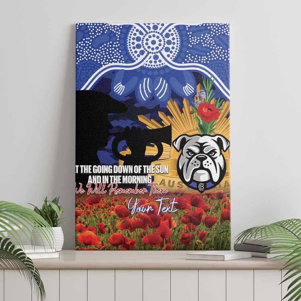 Personalised Bulldogs Rugby ANZAC Day Canvas Wall Art Last Post Poppy We Will Remember Them