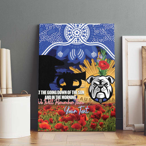 Personalised Bulldogs Rugby ANZAC Day Canvas Wall Art Last Post Poppy We Will Remember Them