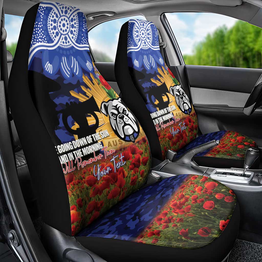 Personalised Bulldogs Rugby ANZAC Day Car Seat Cover Last Post Poppy We Will Remember Them