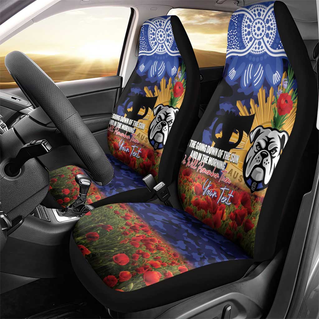 Personalised Bulldogs Rugby ANZAC Day Car Seat Cover Last Post Poppy We Will Remember Them