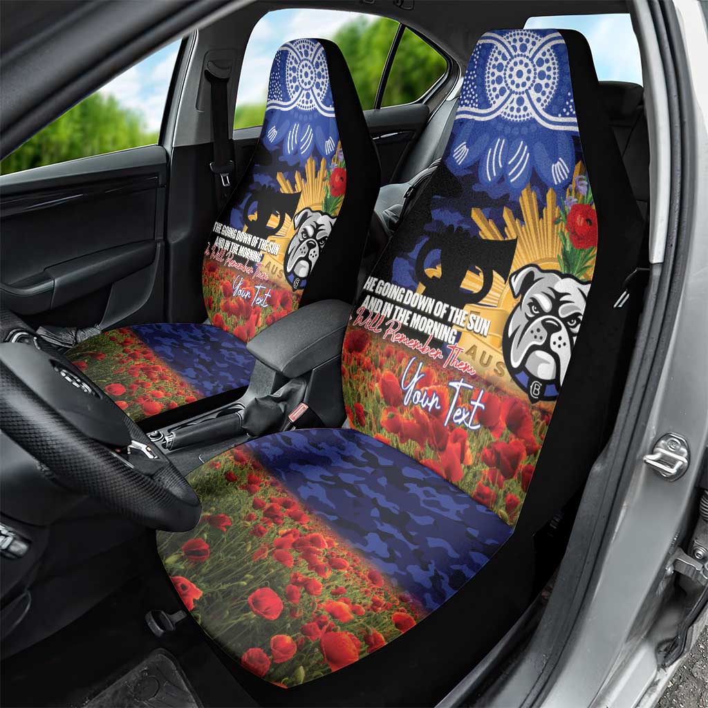 Personalised Bulldogs Rugby ANZAC Day Car Seat Cover Last Post Poppy We Will Remember Them