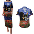Personalised Bulldogs Rugby ANZAC Day Couples Matching Puletasi and Hawaiian Shirt Last Post Poppy We Will Remember Them