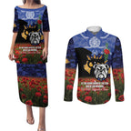 Personalised Bulldogs Rugby ANZAC Day Couples Matching Puletasi and Long Sleeve Button Shirt Last Post Poppy We Will Remember Them