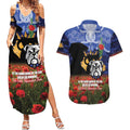 Personalised Bulldogs Rugby ANZAC Day Couples Matching Summer Maxi Dress and Hawaiian Shirt Last Post Poppy We Will Remember Them