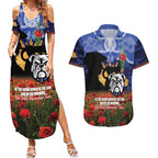 Personalised Bulldogs Rugby ANZAC Day Couples Matching Summer Maxi Dress and Hawaiian Shirt Last Post Poppy We Will Remember Them