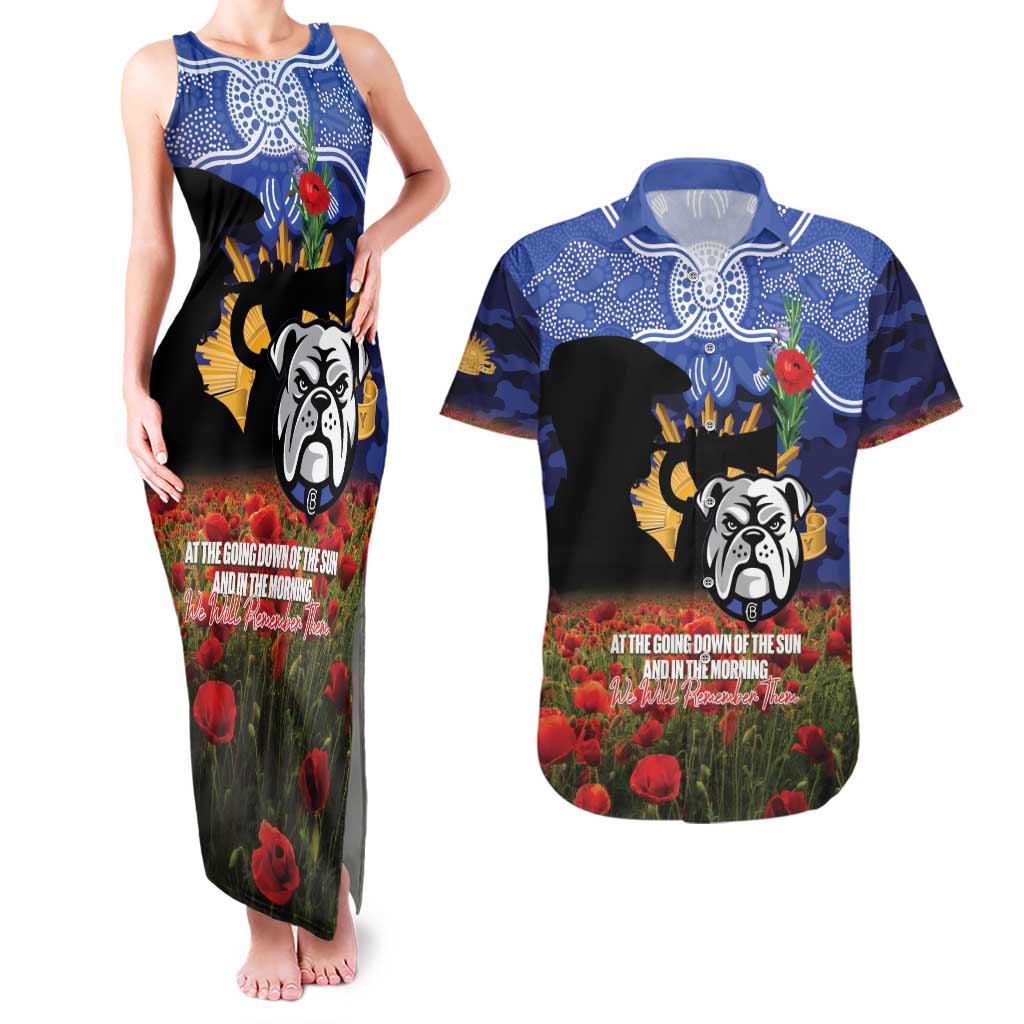 Personalised Bulldogs Rugby ANZAC Day Couples Matching Tank Maxi Dress and Hawaiian Shirt Last Post Poppy We Will Remember Them