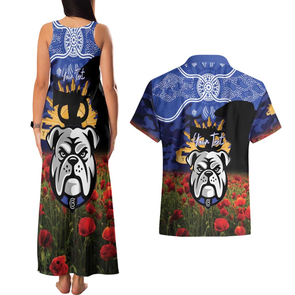 Personalised Bulldogs Rugby ANZAC Day Couples Matching Tank Maxi Dress and Hawaiian Shirt Last Post Poppy We Will Remember Them