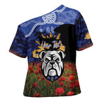 Personalised Bulldogs Rugby ANZAC Day Cross Shoulder Shirt Last Post Poppy We Will Remember Them