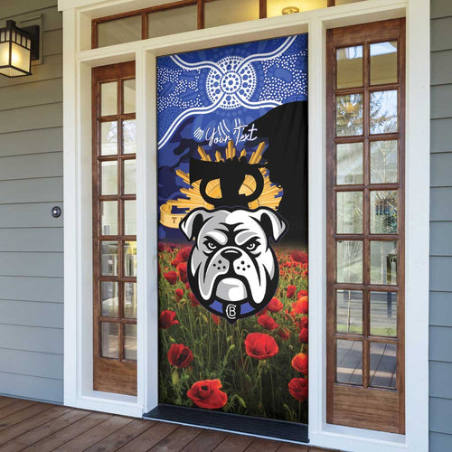 Personalised Bulldogs Rugby ANZAC Day Door Cover Last Post Poppy We Will Remember Them