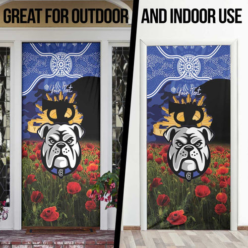 Personalised Bulldogs Rugby ANZAC Day Door Cover Last Post Poppy We Will Remember Them