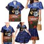 Personalised Bulldogs Rugby ANZAC Day Family Matching Mermaid Dress and Hawaiian Shirt Last Post Poppy We Will Remember Them