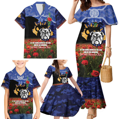 Personalised Bulldogs Rugby ANZAC Day Family Matching Mermaid Dress and Hawaiian Shirt Last Post Poppy We Will Remember Them