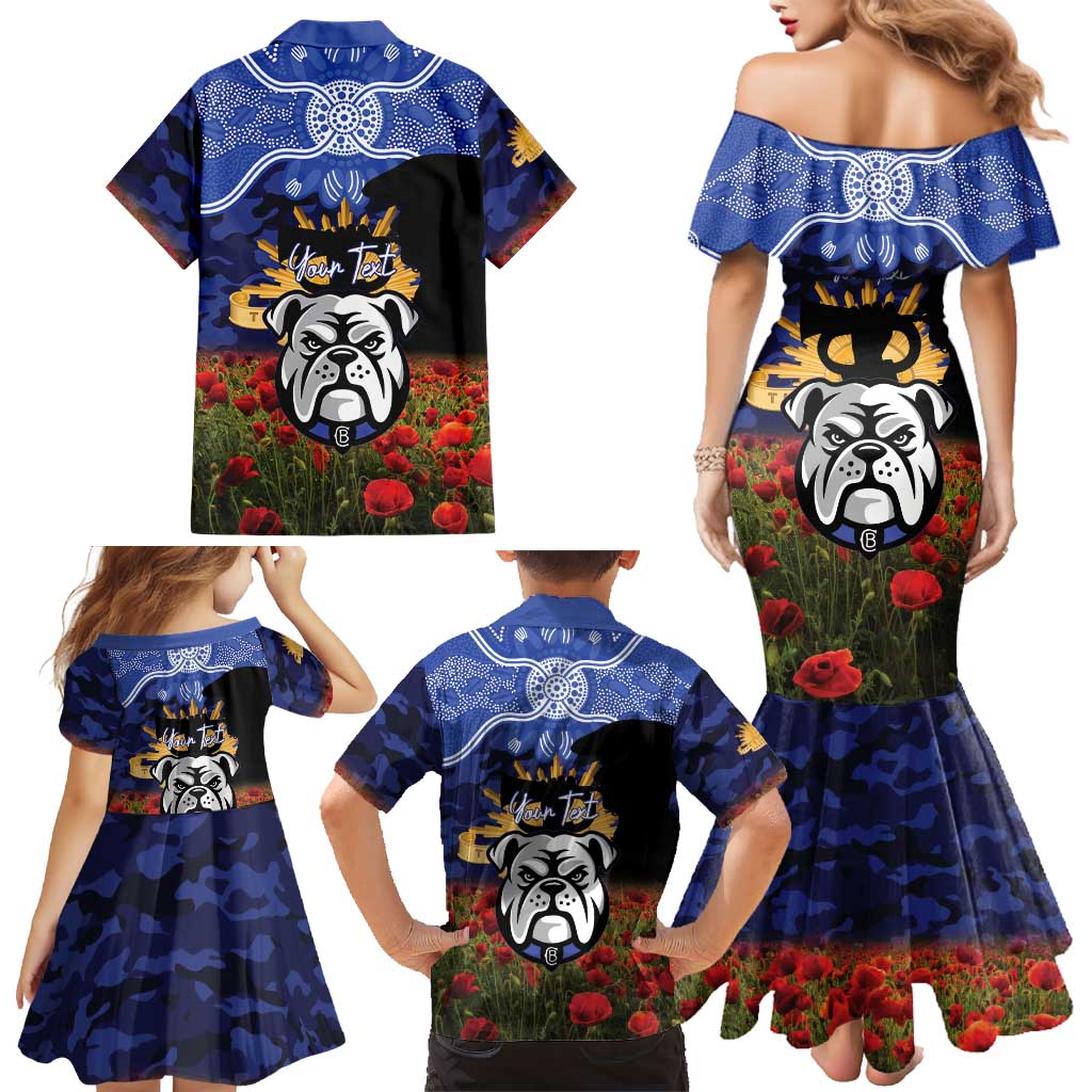 Personalised Bulldogs Rugby ANZAC Day Family Matching Mermaid Dress and Hawaiian Shirt Last Post Poppy We Will Remember Them