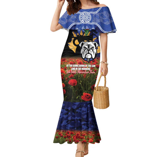 Personalised Bulldogs Rugby ANZAC Day Family Matching Mermaid Dress and Hawaiian Shirt Last Post Poppy We Will Remember Them
