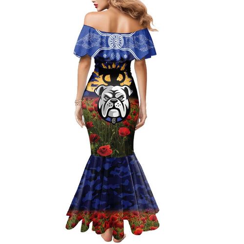 Personalised Bulldogs Rugby ANZAC Day Family Matching Mermaid Dress and Hawaiian Shirt Last Post Poppy We Will Remember Them